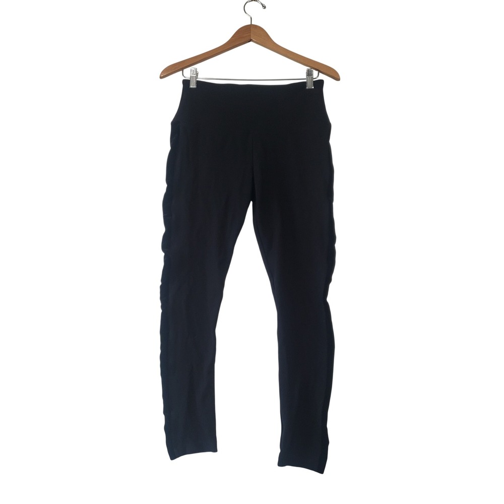Lysse Leggings Womens Medium Black Velvet Side Stripe Ponte  Athleisure Moto